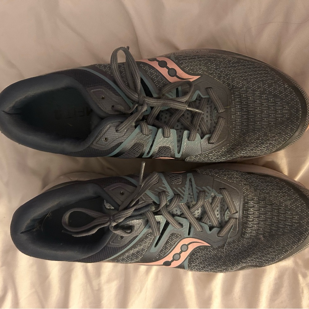 Saucony Charcoal and Coral Athletic Sneakers